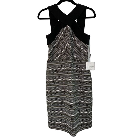 Laundry By Shelli Segal Womens Size 6 Black & White Metallic Halter Dress 7809 - Picture 4 of 15